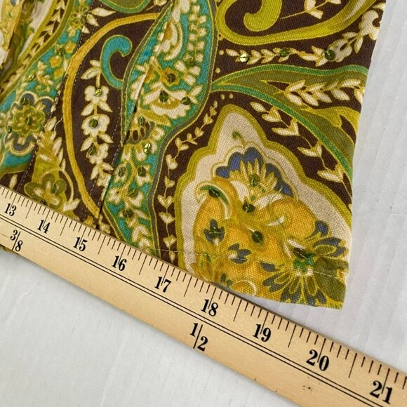 Gaudy Couture Womens Yellow Paisley Jacket with Green Sequins Size M Boho Fairy - Picture 8 of 9